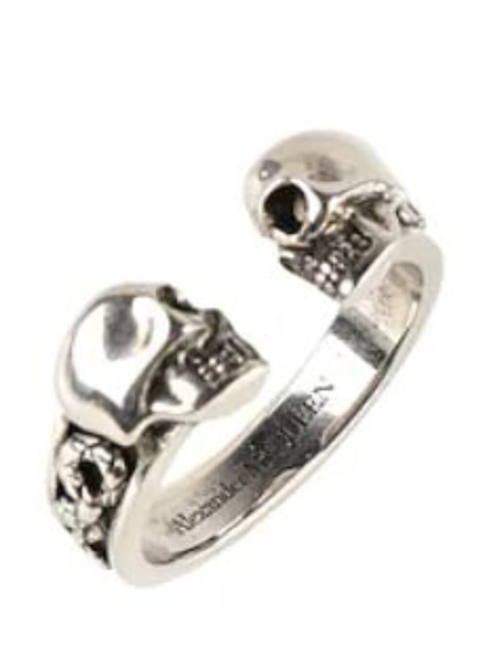 Alexander McQueen Double Skull Ring Silver Size IT 17 - Picture 2 of 9